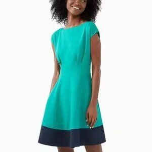 Kate Spade Women's Fiorella Fit & Flare Dress Green Ponte Cap Sleeve